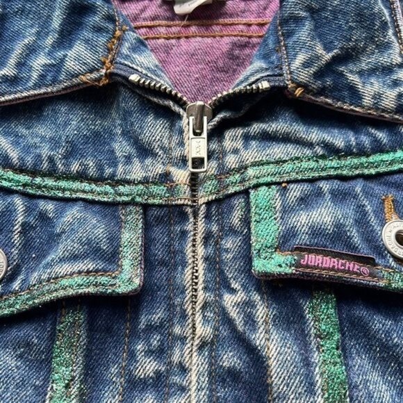 Jordache No Exit Vintage Dead Stock Upcycled Denim Cropped Jacket Size M NWT - Picture 8 of 16